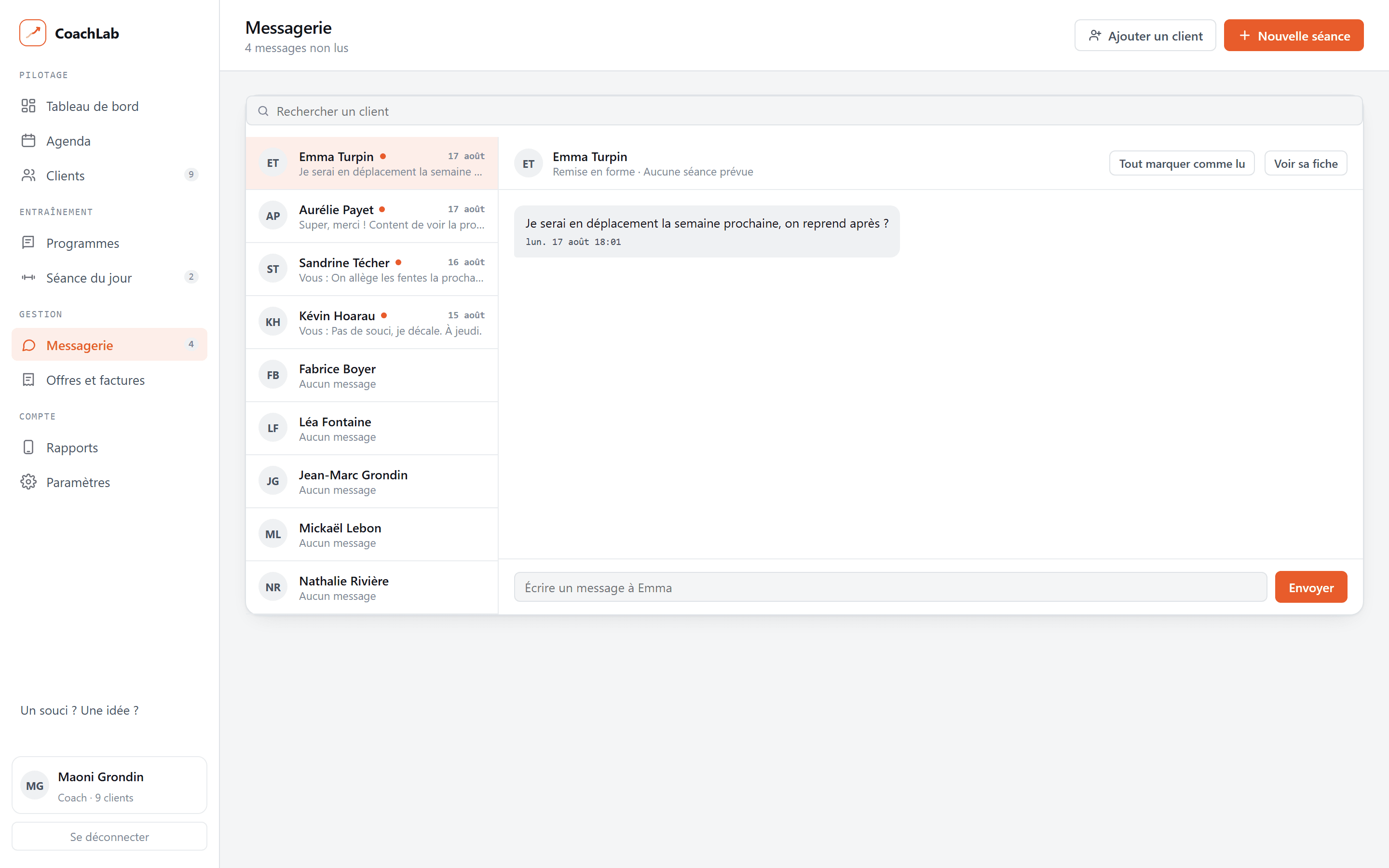 Vos échanges avec chaque client